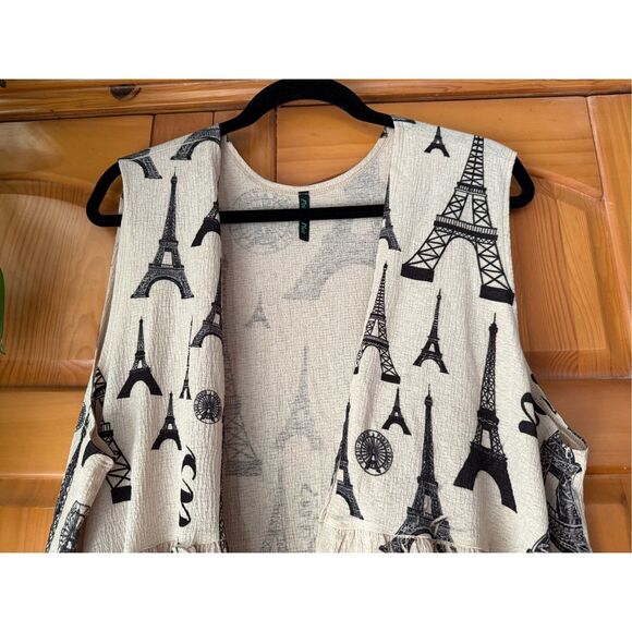 Poliana Plus Eiffel Tower Print Travel Kimono-Cardigan SZ 3X - Picture 4 of 10